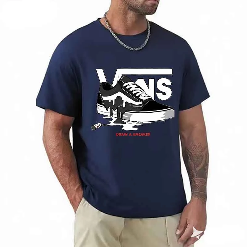 T-Shirt Men's Round Neck Short-Sleeved Print Pure Cotton Casual Versatile Round Neck Short-Sleeved 2026 New Item Breathable