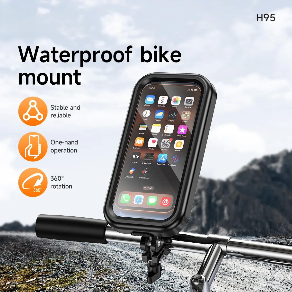 

H95 Waterproof Riding Holder - Durable Mount for Secure Phone Placement Ideal for Cycling And Outdoor Activities