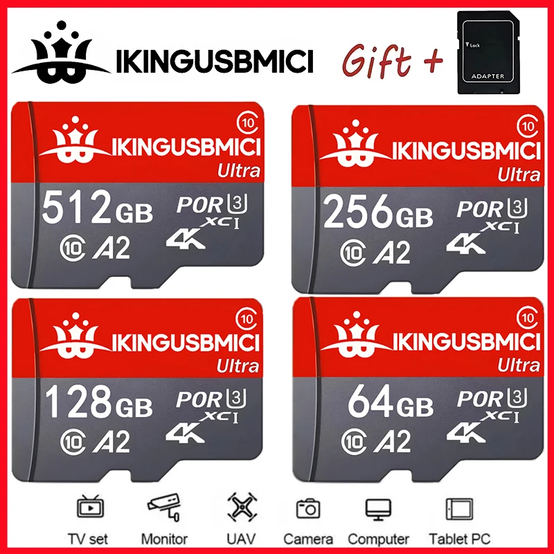 Cartão de Memória por Atacado UHS-3 256GB 64GB mini SD 32GB 16GB 8GB Classe 10 U1 Cartão de Memória Flash para Vídeo TF SD/Adaptador SD