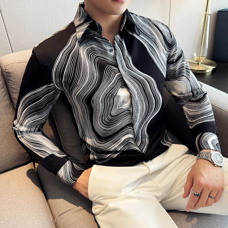 Men Shirt 2024 Summer Light and Thin Long Sleeved Loose Casual Fashion Printed Shirt Anti Wrinkle Soft High Quality Men Clothing