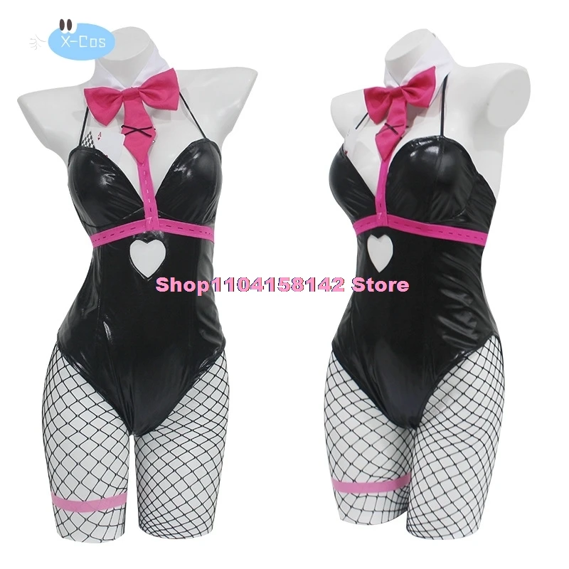 Miku coniglio foro Cosplay parrucca nera pelle verniciata Bunny Girl Sexy carino Halloween costumi Cosplay copricapo vestiti archi ragazze