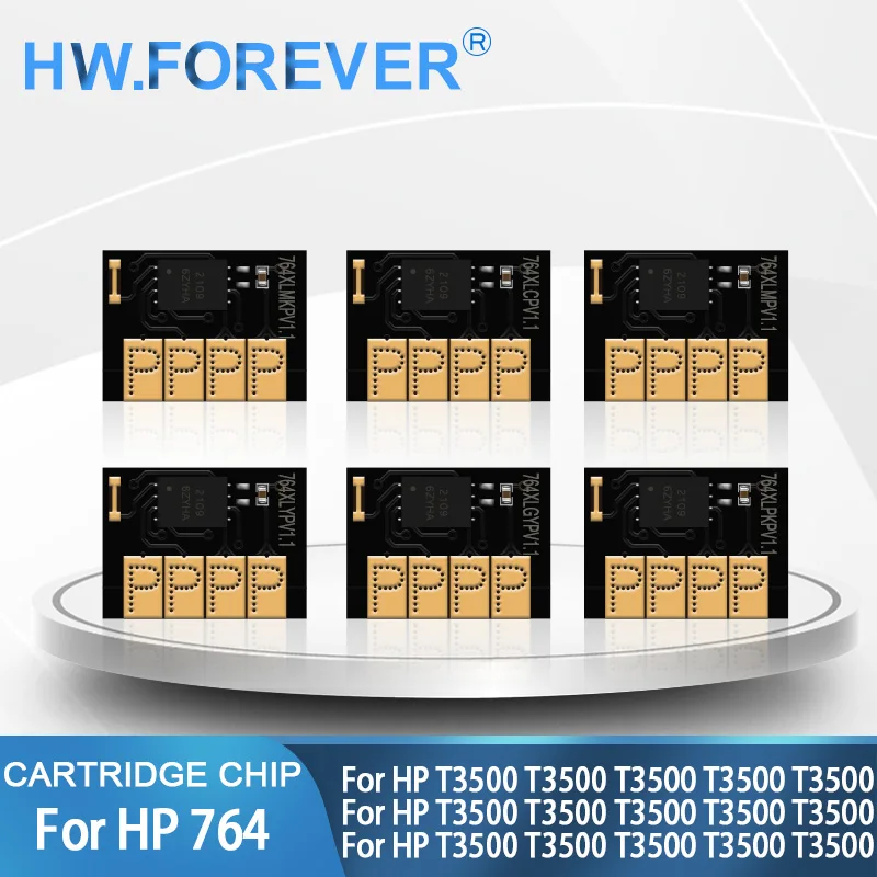 Nueva actualización para HP 764 764XL Chip de cartucho para impresora HP DesignJet T3500 Plug And Play Chip de cartucho desechable Color vivo