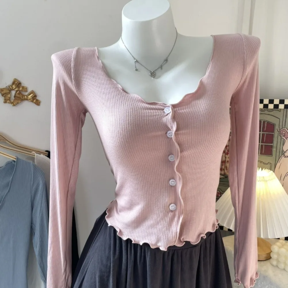 

Простой литературный корейский шикарный мягкий кардиган Y2k Pure Desire, тонкий тонкий грибок, милые Ropa Mujer, короткие топы для снижения возраста