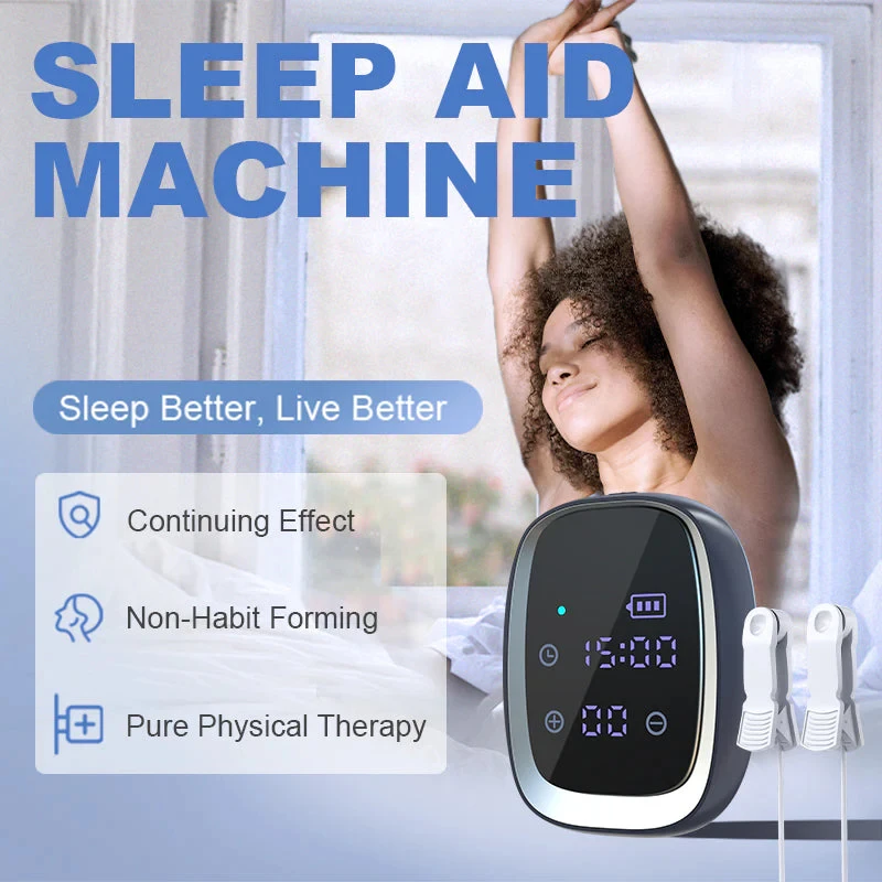 35 Levels EMS Sleep Aid Device CES Microcurrent Pulse Therapy for Adults Insomnia Relief Anxiety Stress Release Handheld Hypnosis Instrument Portable Electric Mind Relaxation Massager Sleeping Health Care Device