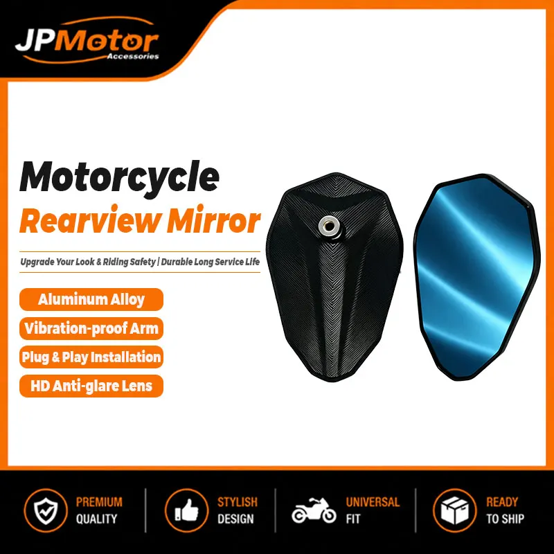 Anti-Glare Blue Lens Bar End Mirror for Honda CB400F CB500F CB650R, Wide View Motorcycle Pair