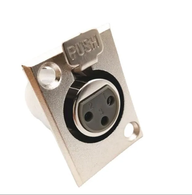 XLR 패널 섀시 커넥터 수 암 잭 소켓 패널 장착 유형 섀시 사각형 모양 금속, 헤드셋 연결 L, 3 핀