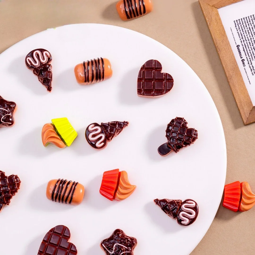 Food and Play Flat Chocolate, Handmade Materials DIY Cream Glue Ornaments Hairline Hairpin Mobile Phone Case Resin Accessories