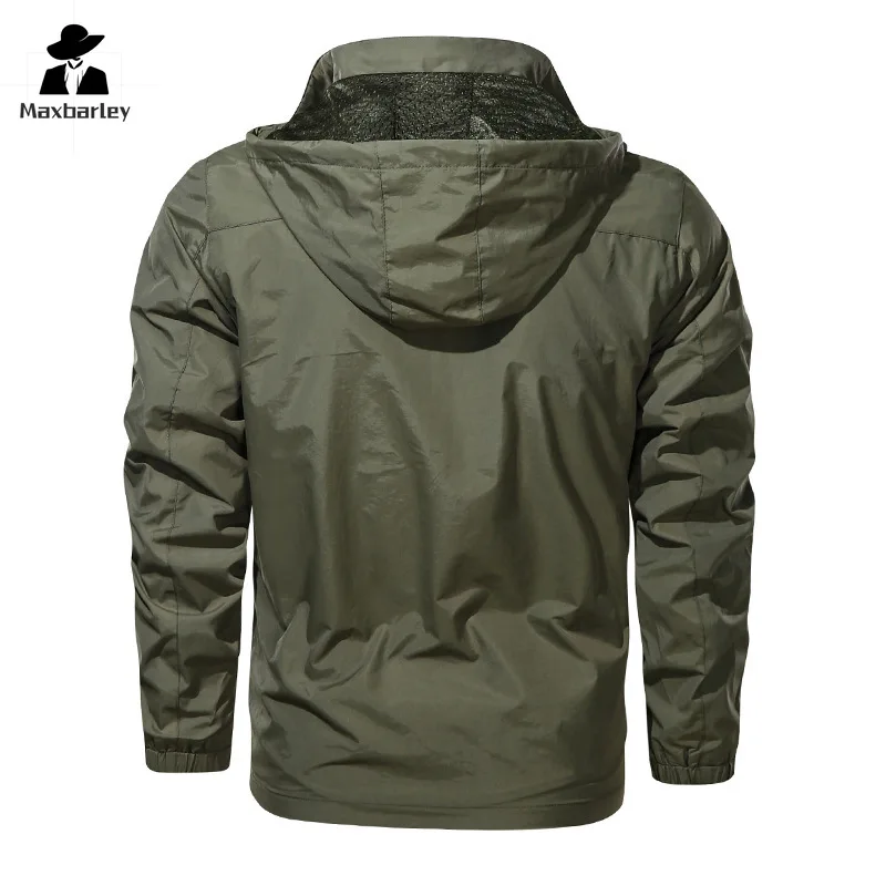 Autumn Men Outdoor Windproof Jackets Hooded Windbreaker Coat Camping Fishing Tactical Military Male Breathable Casual Jacket 5XL