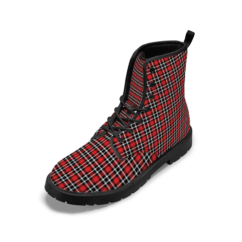 

Classic Scottish plaid mid-calf boots, fashionable and trendy autumn winter boots