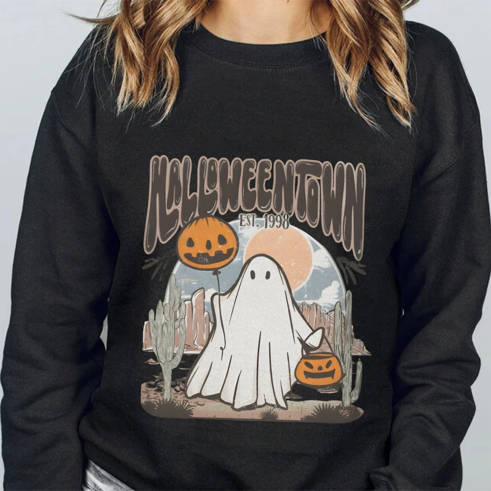 Halloweentown Est 1998 스웨터 귀여운 유령 할로윈 테마 그래픽 스웨터 가을 레트로 빈티지 스웨터 남성용 남성용
