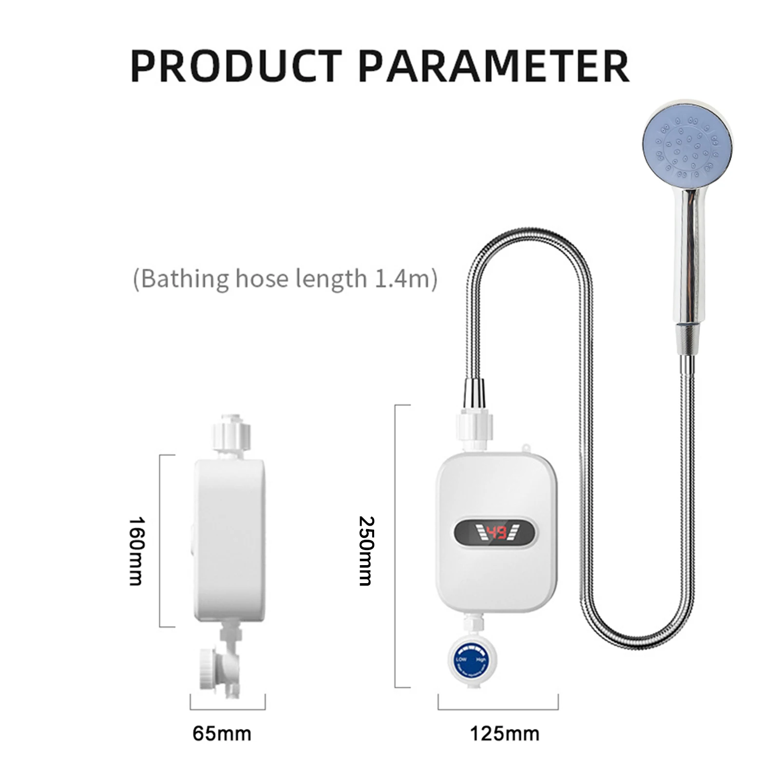 Small Instant Electric Water Heater LCD Temperature Display IPX4 Quick Heating Shower Water Heating Device Set