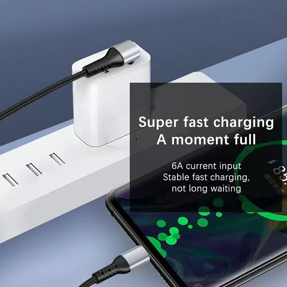 USB C Short Cable 6A 90 Degree Elbow Fast Charging Phone Charger Data Cord For iPhone Samsung Xiaomi Huawei PD Type C Quick Wire