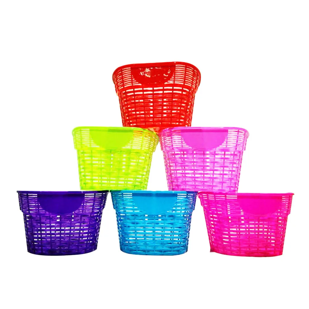 

Plastic Bike Basket 12-20 Inch Smooth Surface Scratch Resistant Front Handlebar Storage Lid Design Bicycle Basket for Leisure