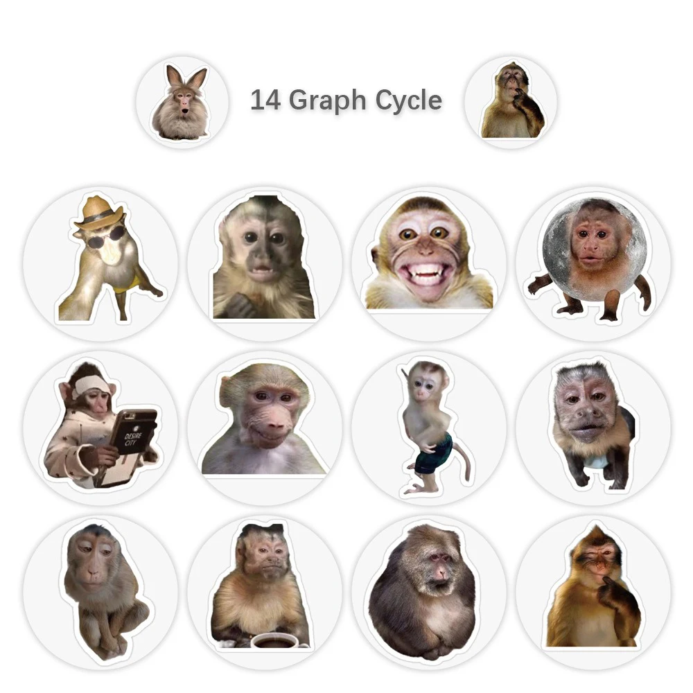 

500pcs Funny Abstract Animal Monkey MEME Stickers Roll Creative Cartoon Decal DIY Stationery Phone Helmet Decoration Sticker Toy