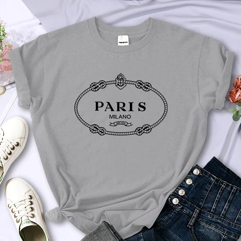 Luxury Brand Paris For Women\'s High-Quality Summer Printing T-shirt 100% Cotton Casual Oversized Y2k Personality Sleeve O-neck