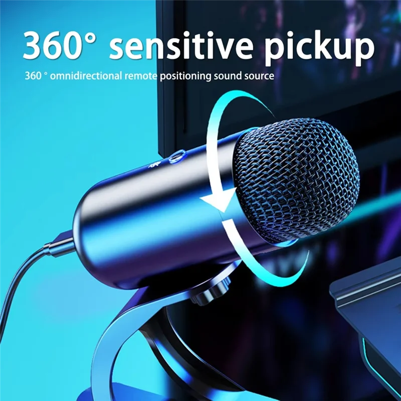 

Microphone Noise Reduction Windproof With RGB Lights For Gaming PC Conference One-Touch Mute