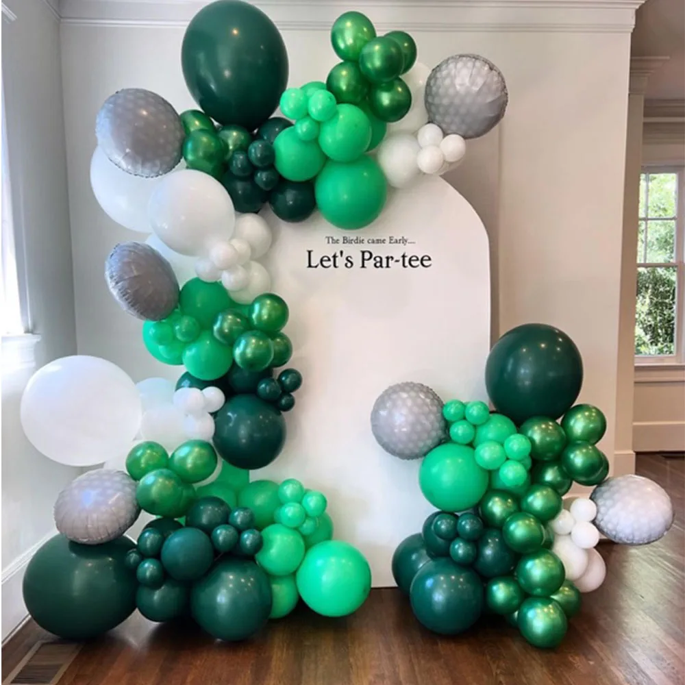 

112Pcs Golf Theme Balloons Garland Arch Kit Greeb White Green Latex Ballons for Golf Theme Birthday Sports Party Decorations