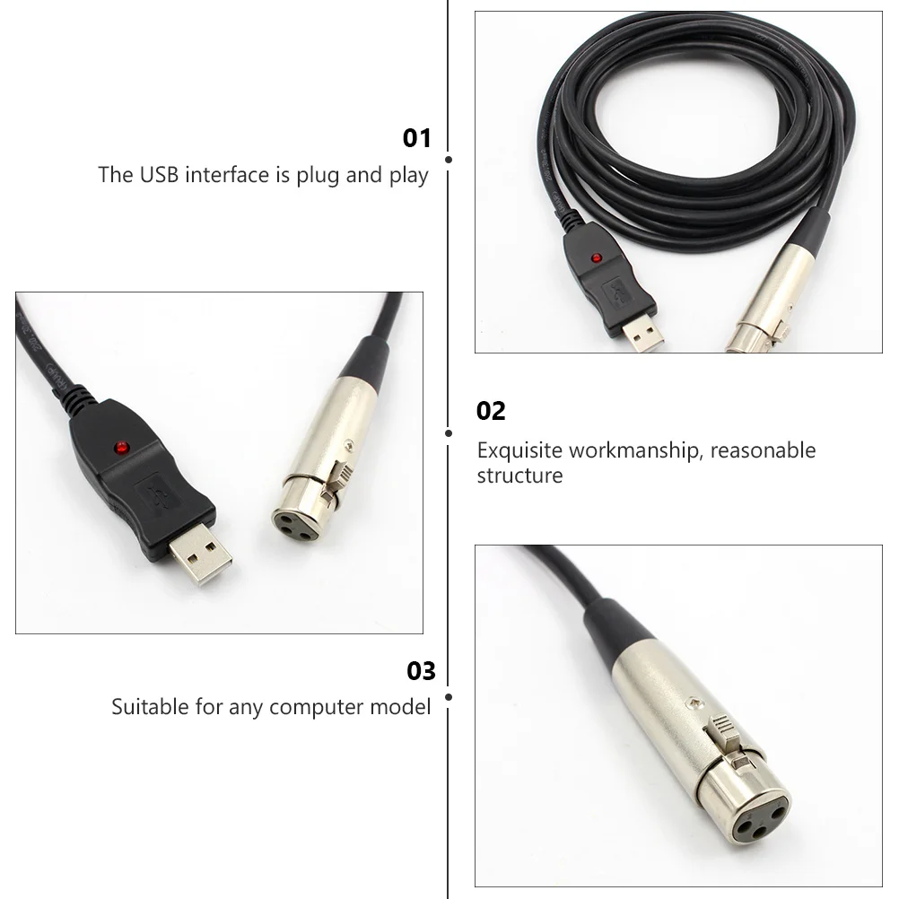 

3m USB to Xlr Mic Cable Converter High Quality Audio Adapter for Recording Singing Connector Cord USB Microphone Converter Cable