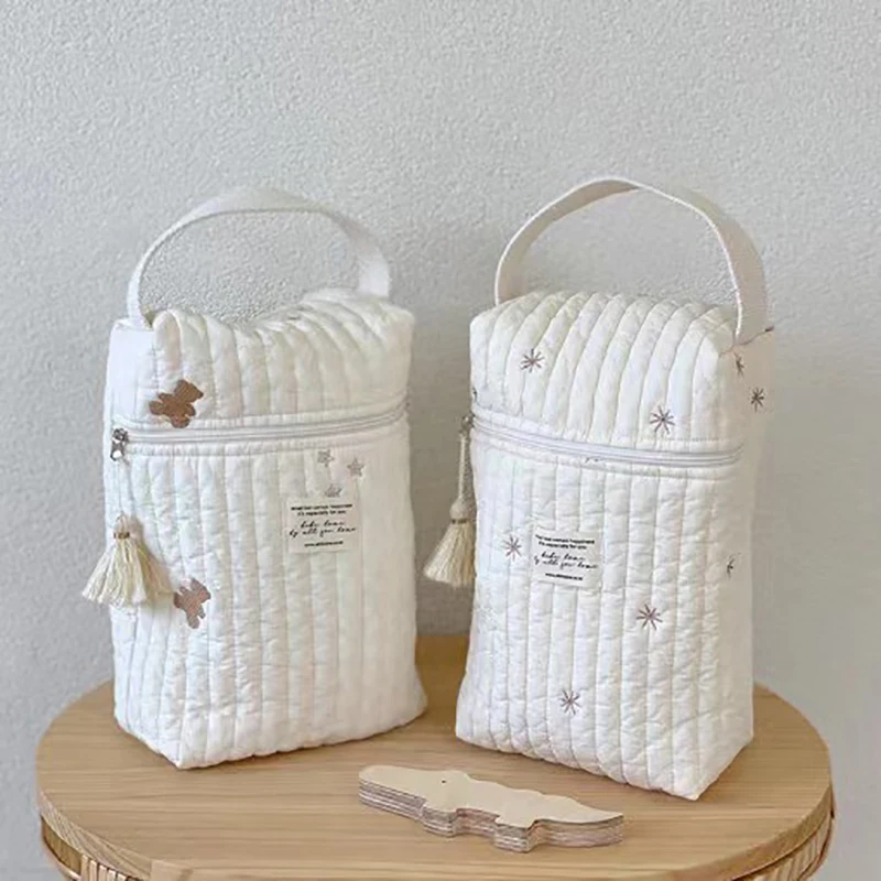 Embroidery Portable Nappy Mommy Bag Stroller Hanging Bag Zipper Diaper Wet Bag Baby Items Storage Bag Handbags