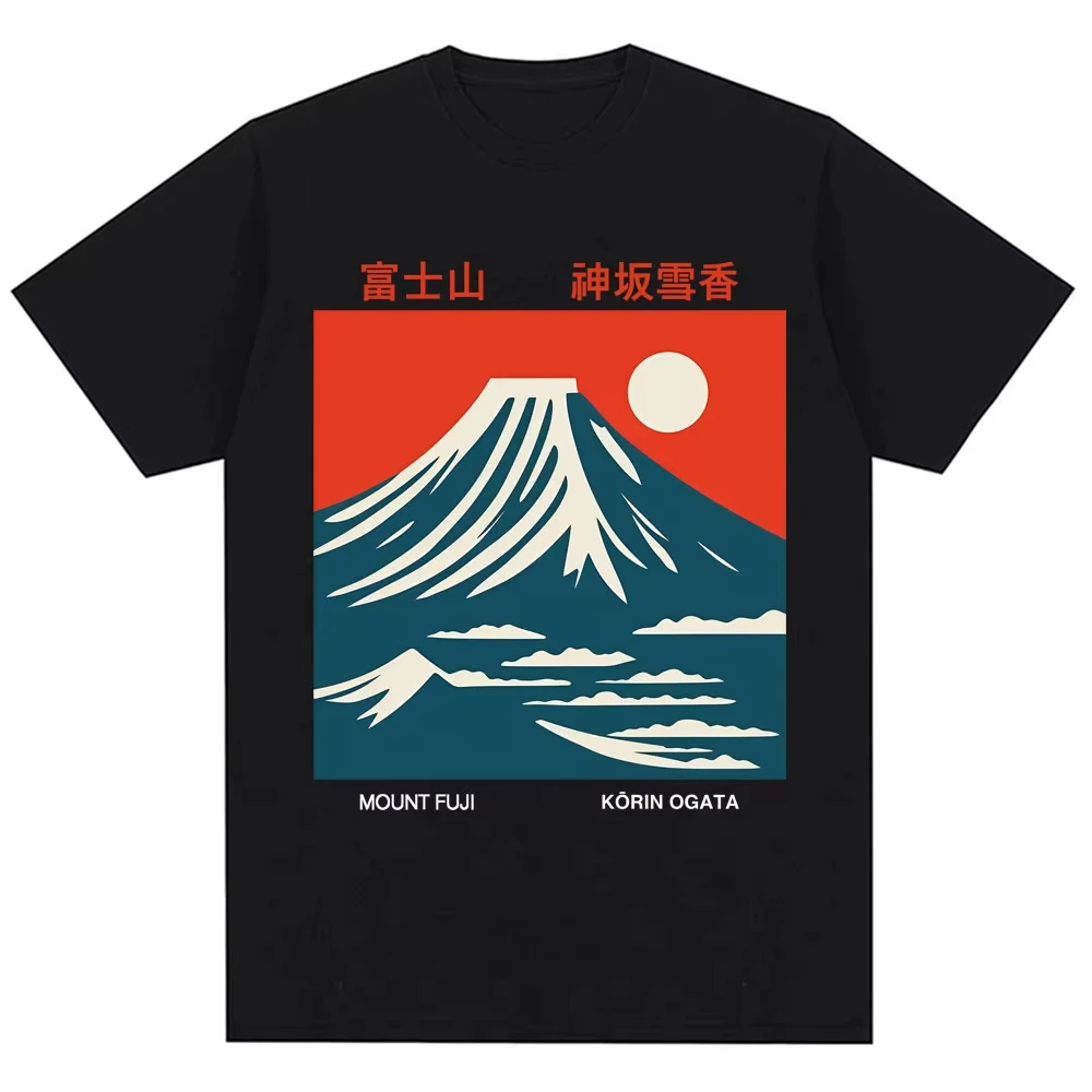 Japanese Style Mount Fuji Graphic T Shirts Men Women Fashion Vintage Harajuku T-shirt Oversized Cotton Casual T-shirt Streetwear