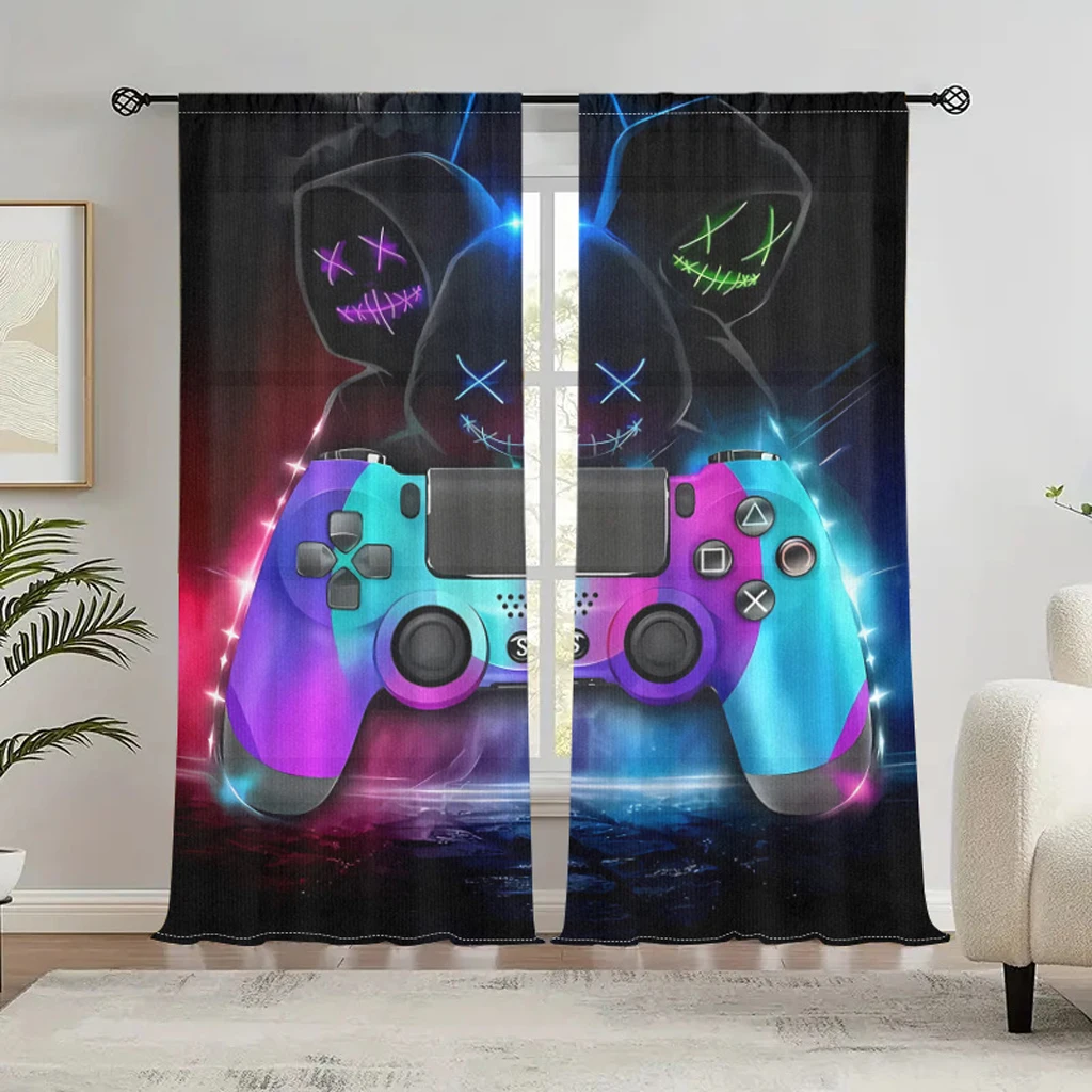 3D Pattern Video/TV Game Player Printing Living Room Game Handle Curtains For Kids Room Decoration Drapes Rideaux 2 PIece