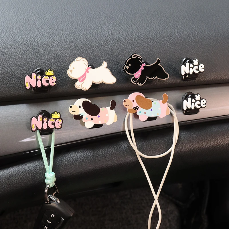 

Multifunctional Hide Cute Cartoon Dog Car Seat Back Headrest Hook Creative Storage Sundries Holder Hooks Organizer Hanger Decor