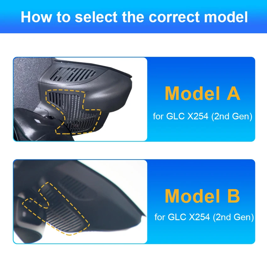 Plug and Play Dash Cam 4K 2160P Front and Rear WiFi Dual Dashcam APP Control for Mercedes-Benz GLC X254 (2nd Gen) 2023-2026