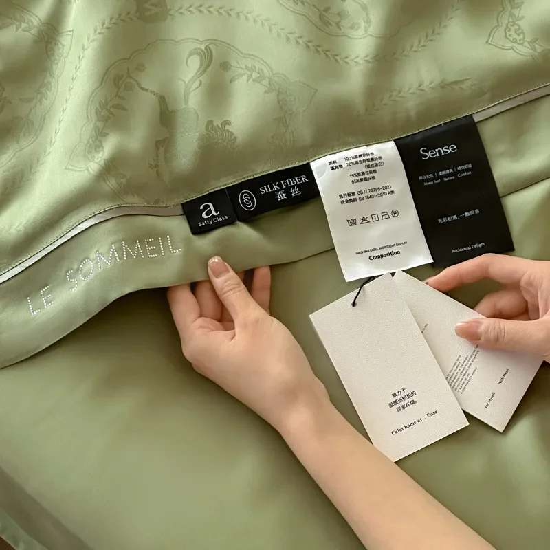 Class A 80s Tencel Jacquard Summer Cool Quilt Four-piece Light Luxury 100 Lyocell Cool Air Conditioning Quilt High-end Summer