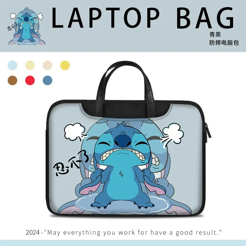 Disney Stitch Laptop Bag Case 13 14 15 16 17 15.6 Inch Notebook Bag For Macbook Air Pro Computer Shoulder Handbag Briefcase Bag