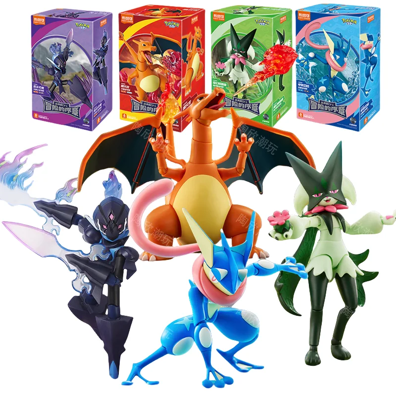 Pokemon Anime Action Figures Pikachu Charizard Greninja Anime Assembling Toys Model Collection Elf Toys Child Gift