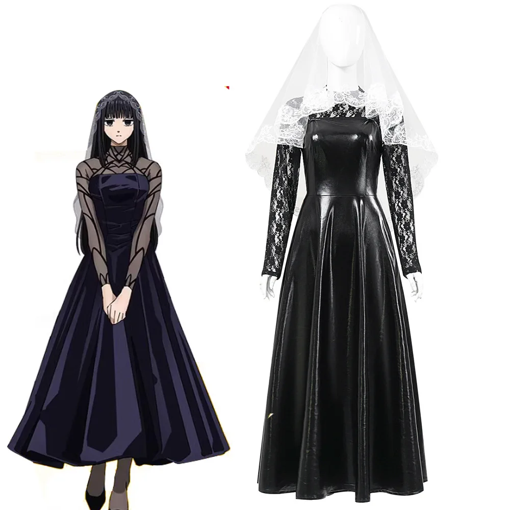

Sakamoto Days Cosplay Costume Osaragi Shishiba Assassin Style Full Set with Dress Veil Coat for Women Halloween Carnival Party
