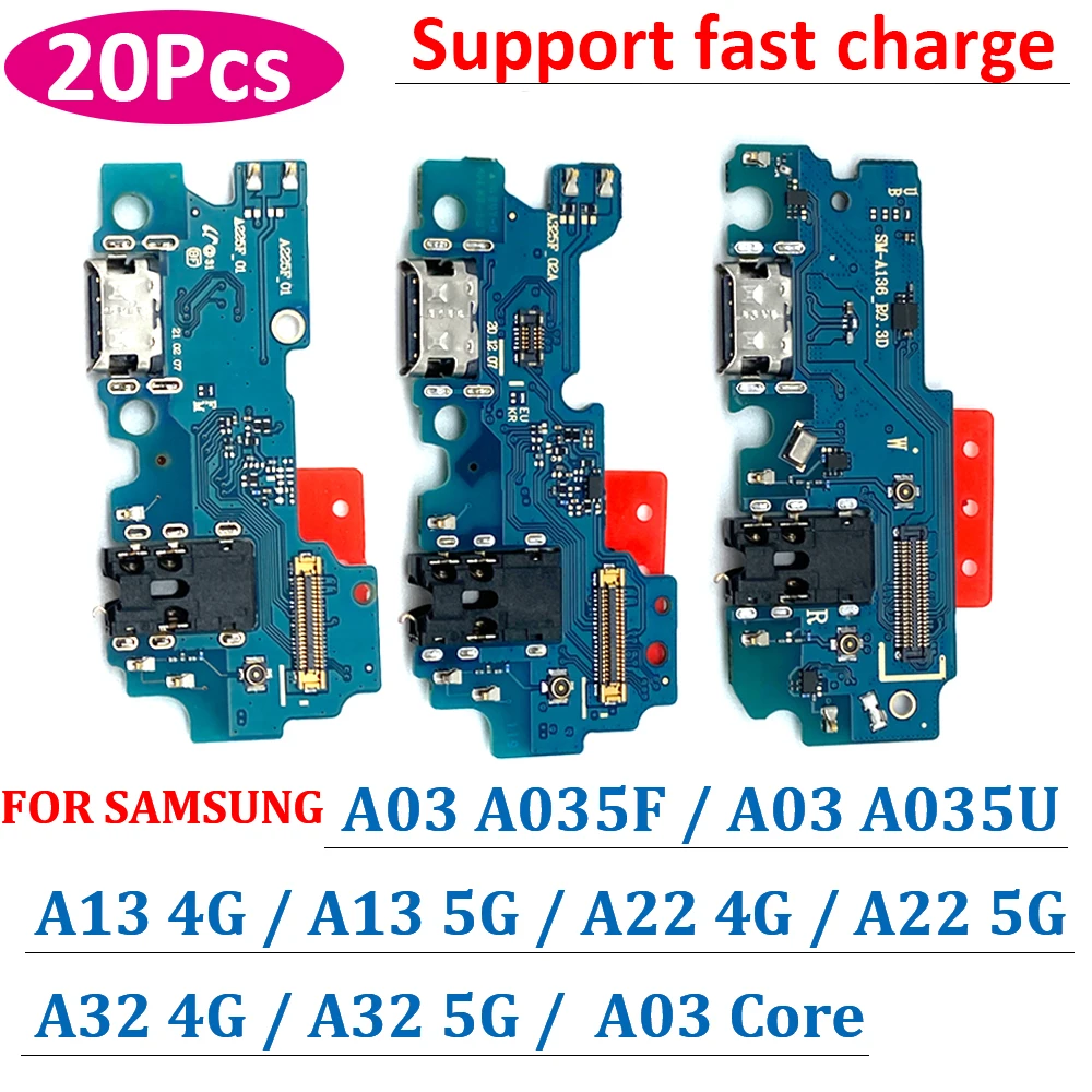 

20 шт., новинка, Протестировано для Samsung A035F A035U A01 A03 Core A13 A22 A32 4G A33 5G USB зарядный порт, гибкий штекер, соединительные детали