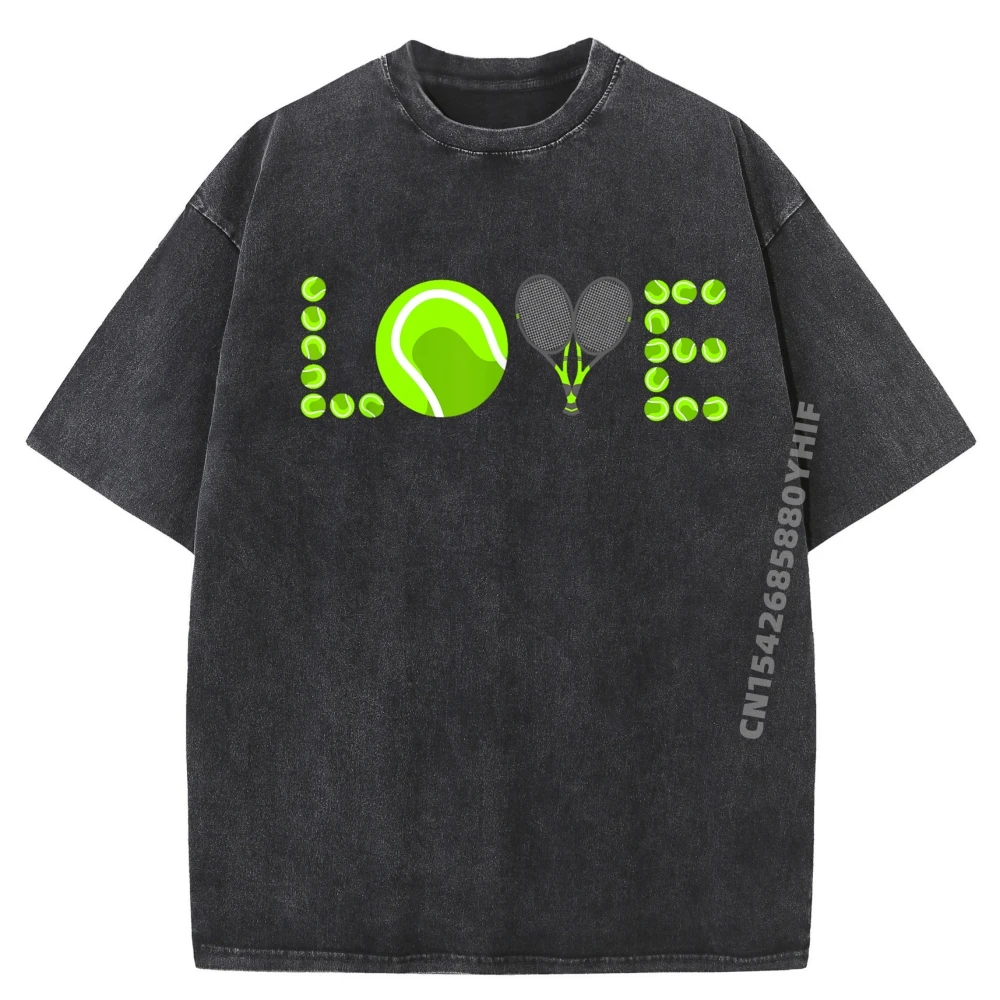 

Tennis Graphic Green Player Racket Pattern Love Logo Ball Big And Tall T Shirts Luxury Designer Cool Fashion Washed Shirt