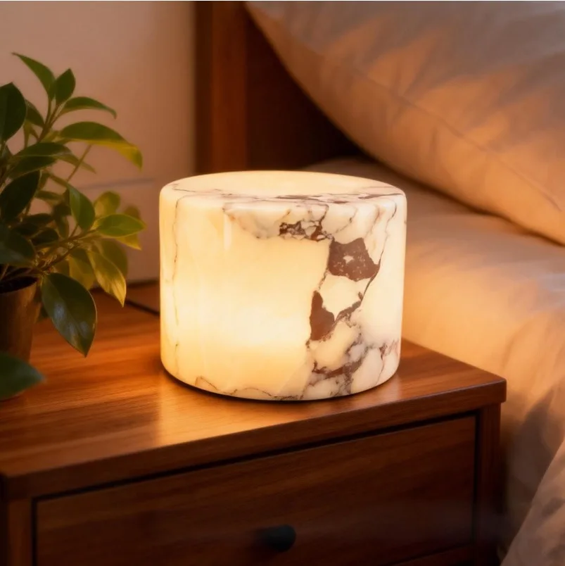 Bedside Pat Night Light, Bedroom Atmosphere, Wireless Charging, Color-changing Night Light, Natural Marble