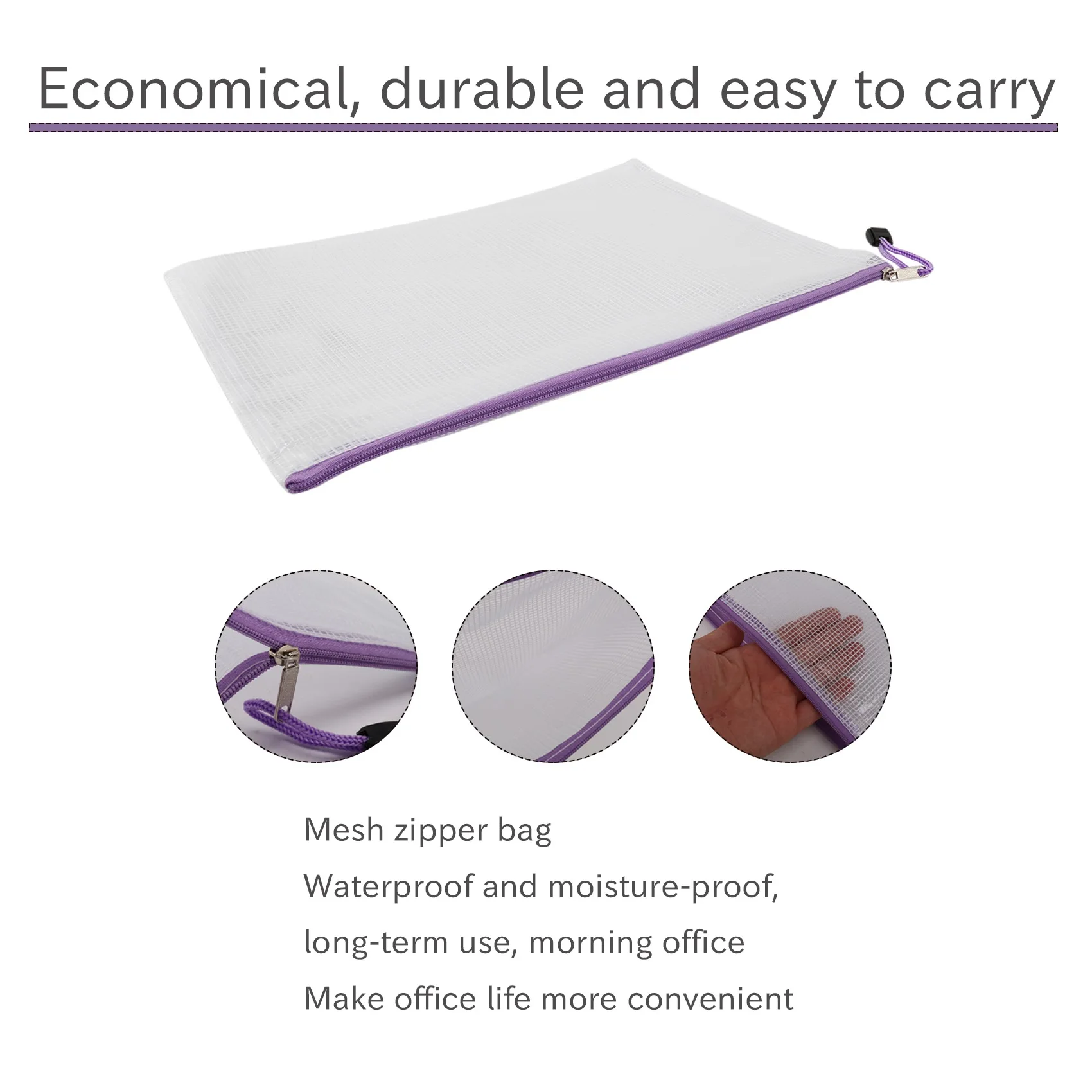 

24Pcs Mesh Zipper Pouch Document Bag, Plastic Zip File Folders, Letter Size/A4 Size, For Office Supplies