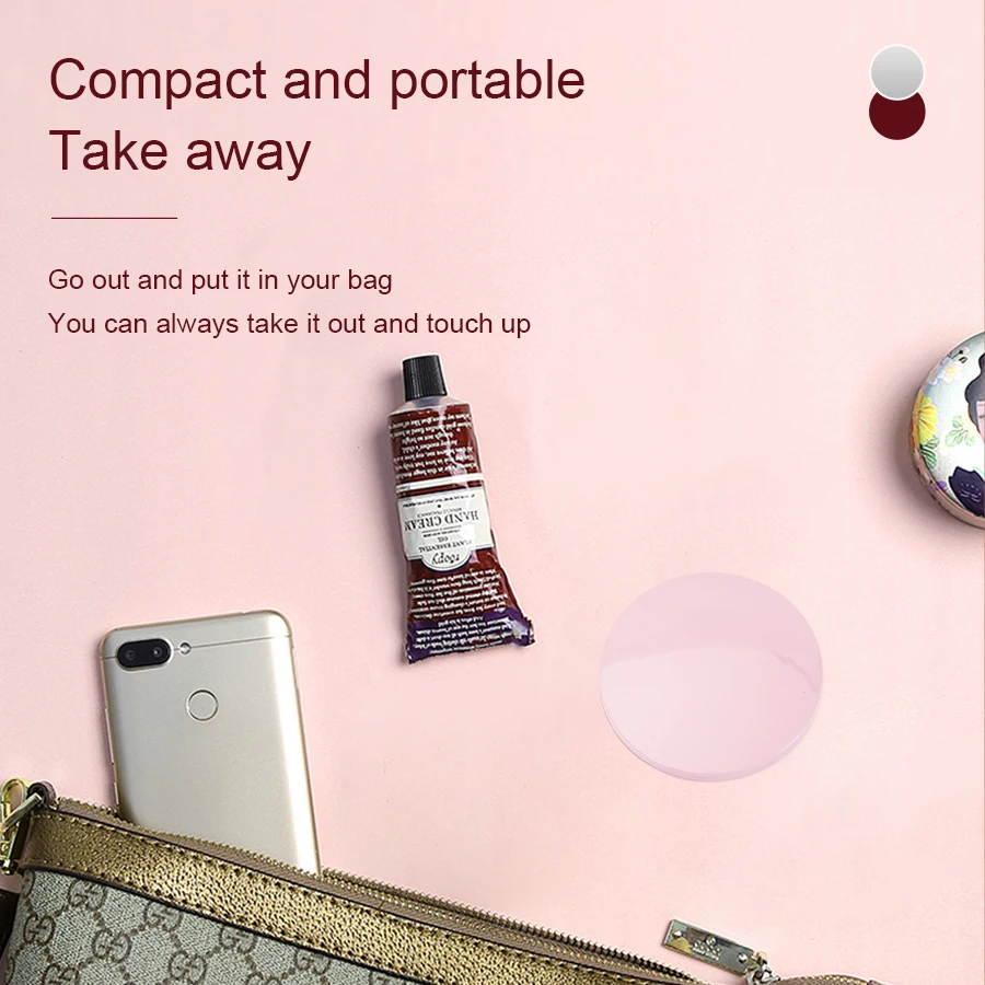 Portable Foldable Travel Mirror With LED Light, Compact Cosmetic Mirror, 10x Magnifying Mirror, 2 Sides, Beauty, Round Mirror