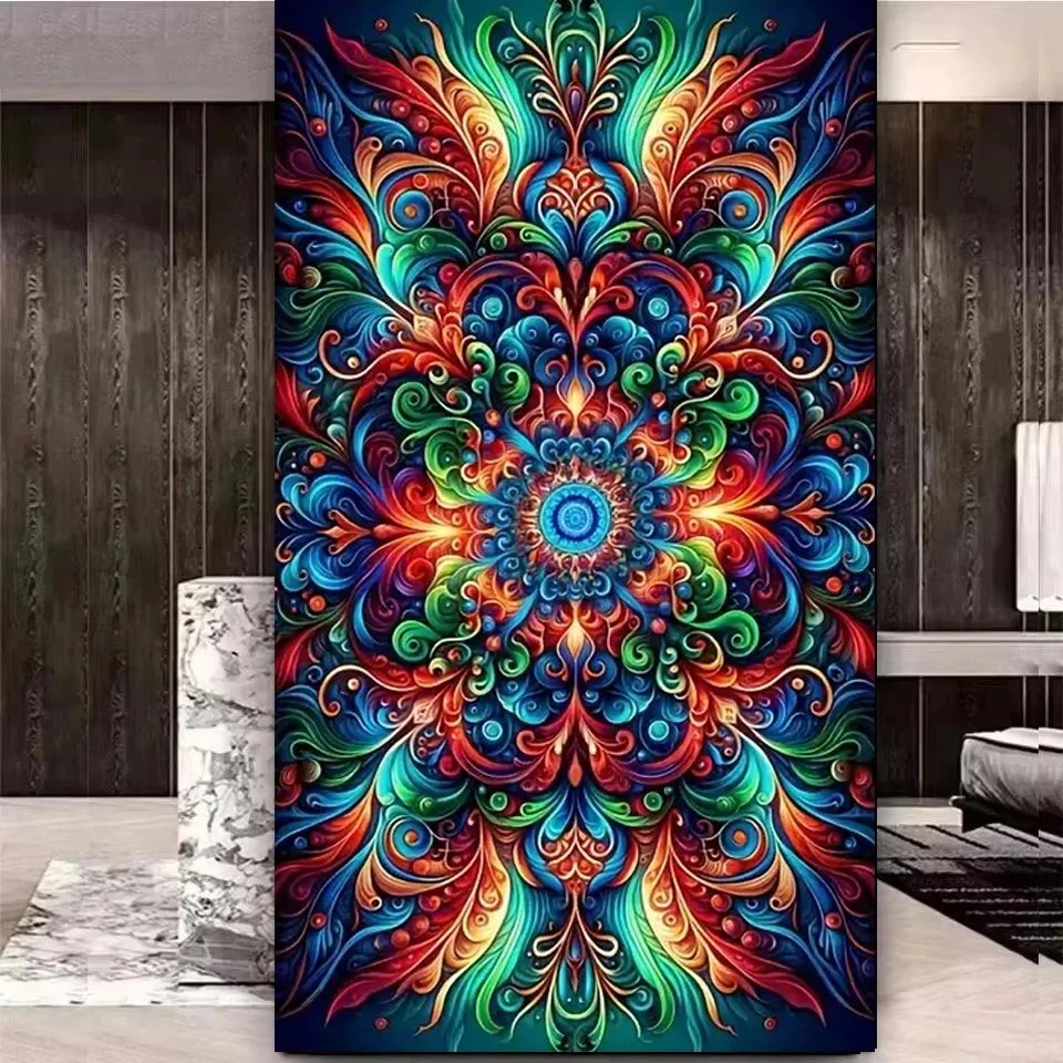 Vibrant Colorful Mandala Flowers Diy Diamond Painting Full Square Round Diamond Mosaic Embroidery Kits Jewelry Cross Stitch