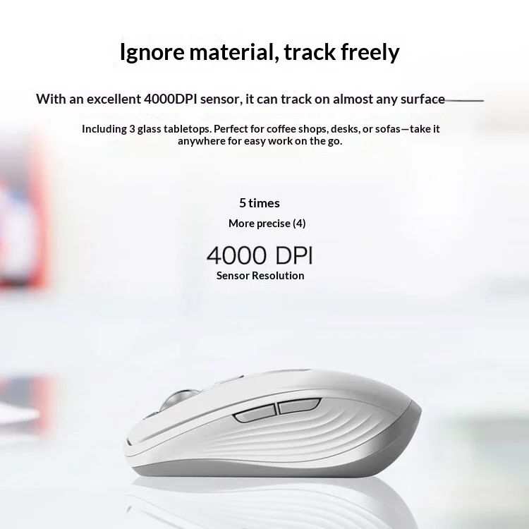 ماوس Logitech MX Anywhere 3S ذو أداء مدمج، تصميم مريح، قابل لإعادة الشحن، سريع التمرير لأجهزة الكمبيوتر المحمول Mac