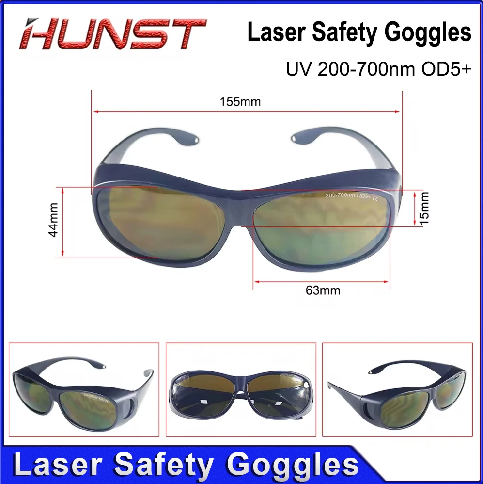 hunst-od5-プロフェッショナルレーザー安全ゴーグル-355nm-450nm-520nm-532nm-650nm-uv、緑、青、赤レーザー用目の保護ゴーグル