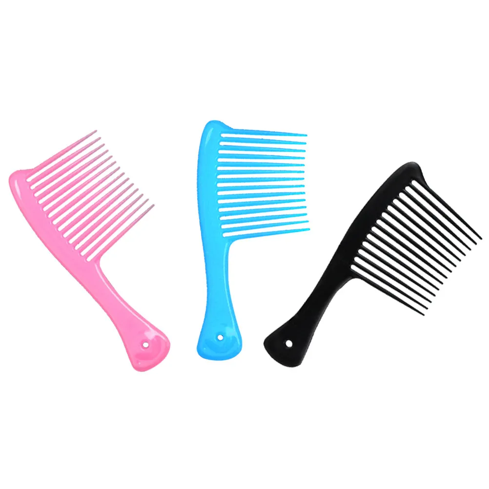 6Pcs Wide Teeth Hair Comb Professional Styling Slicked-Back Hairdressing Salon Haircut Combs Non Tangling Sky Blue