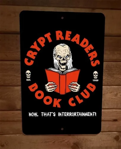 Crypt Readers Book Club  Metal Wall Sign Horror Tales From The Retro 80s