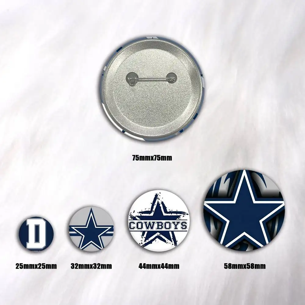 D-dallas cowboys-S Tinplate Brooch  Figure Icon Badge Handmade Brooches for Backpack Clothes Decoration
