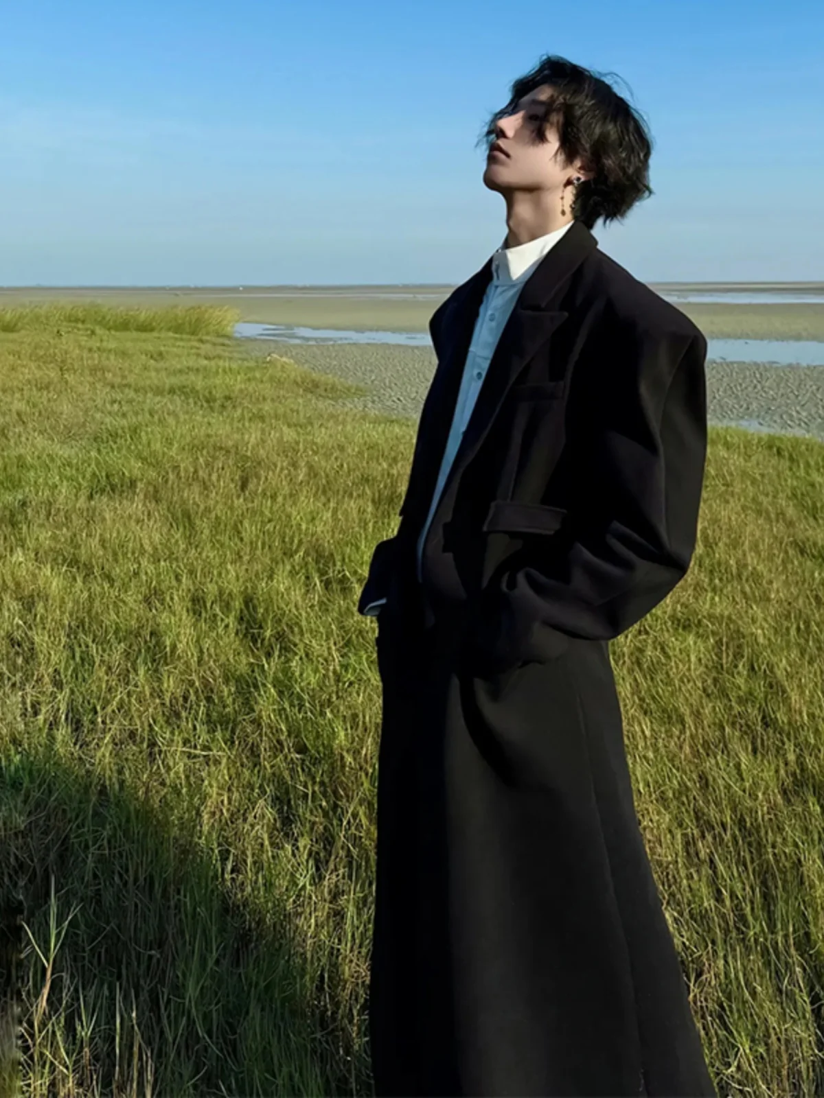 

Мужское шерстяное пальто Bla Father с подплечниками, средней длины, зимнее, премиум-класса, CleanFit, шерстяная ветровка-куртка