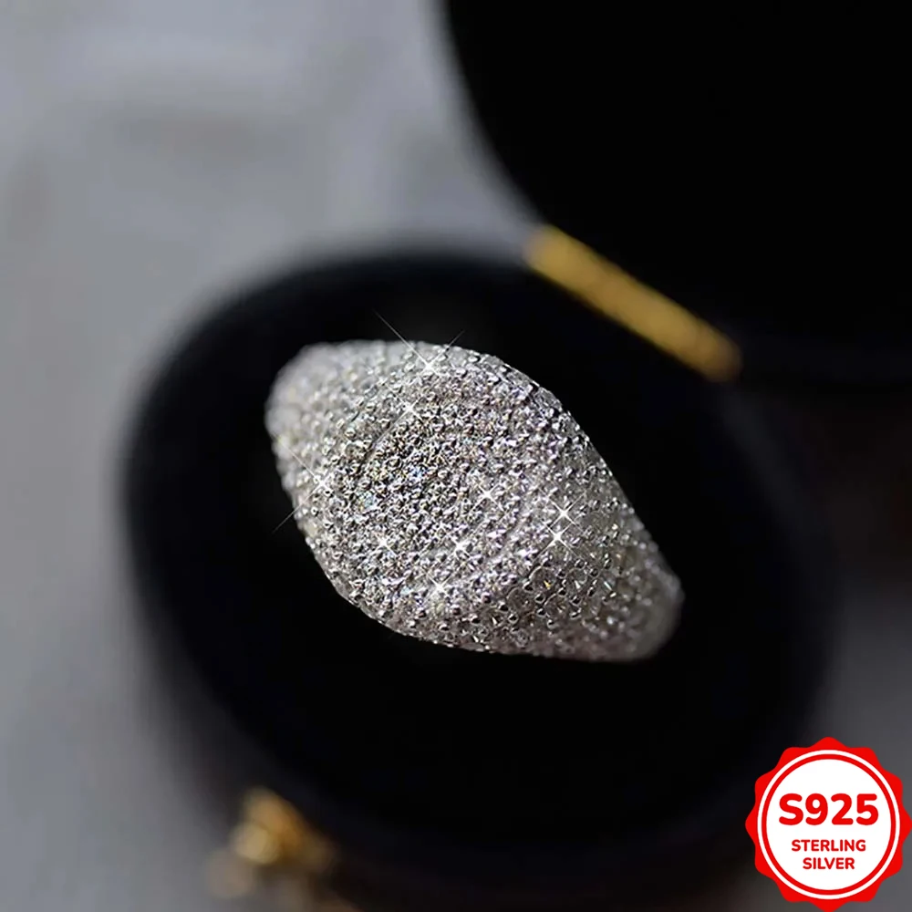 Fashion Full Zircon Opening Ring For Women Men Full Diamond S925 Silver Plated 18K Gold Hiphop Party Eternity Band Jewelry