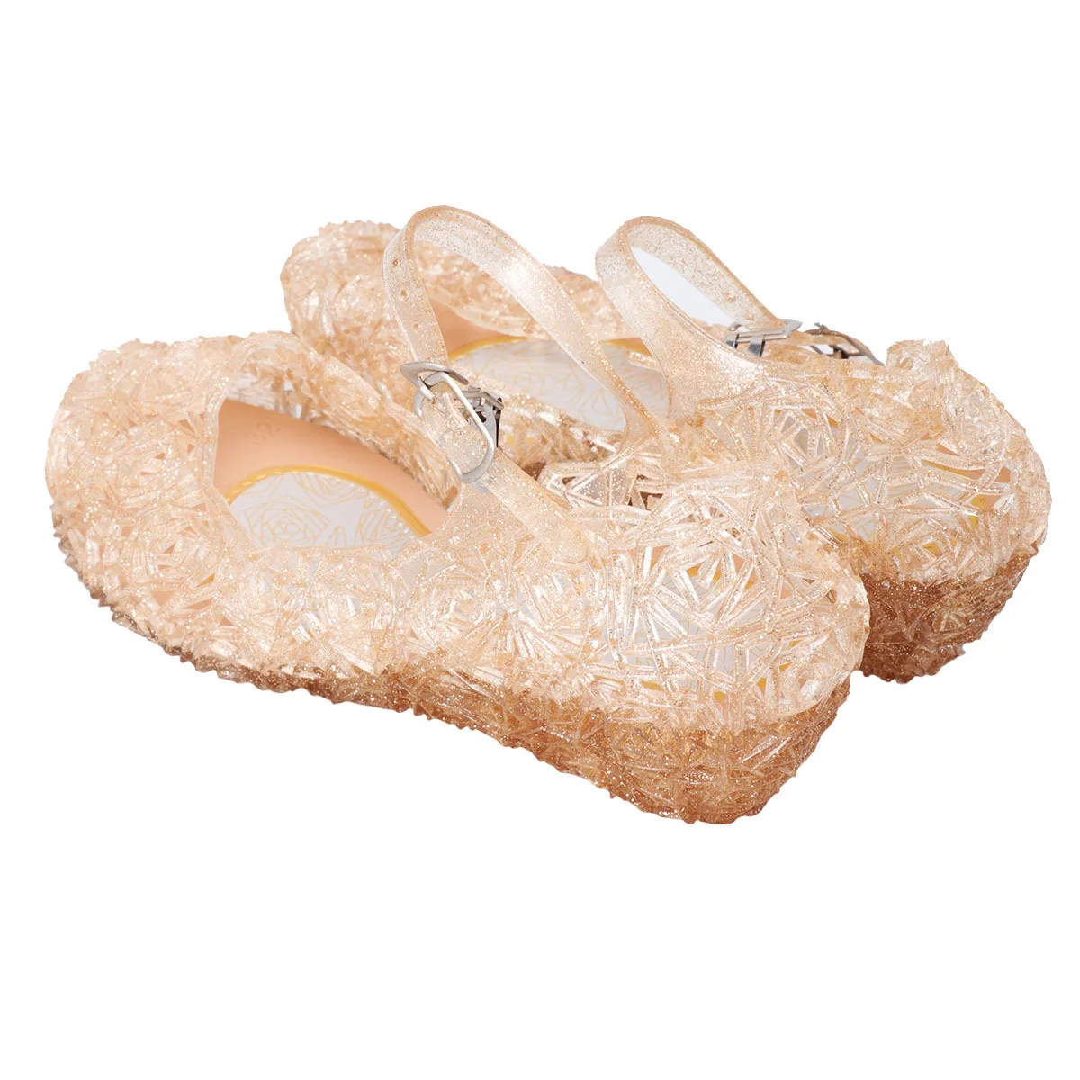 

1 Pair Children Sandals Shiny High Heel Jelly Shoes For Girls Waterproof Comfortable Crystal Sandals Kids Garden School Gift