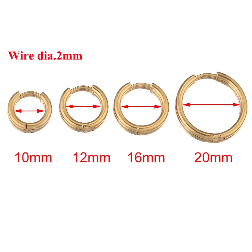 Großhandel 10 Stück/Los (5 Paare) Edelstahl 2mm Draht-Creolen Damen-Ohrringe Herren-Punk-Hiphop-Schmuck Geschenke Modeschmuck – Detail 1