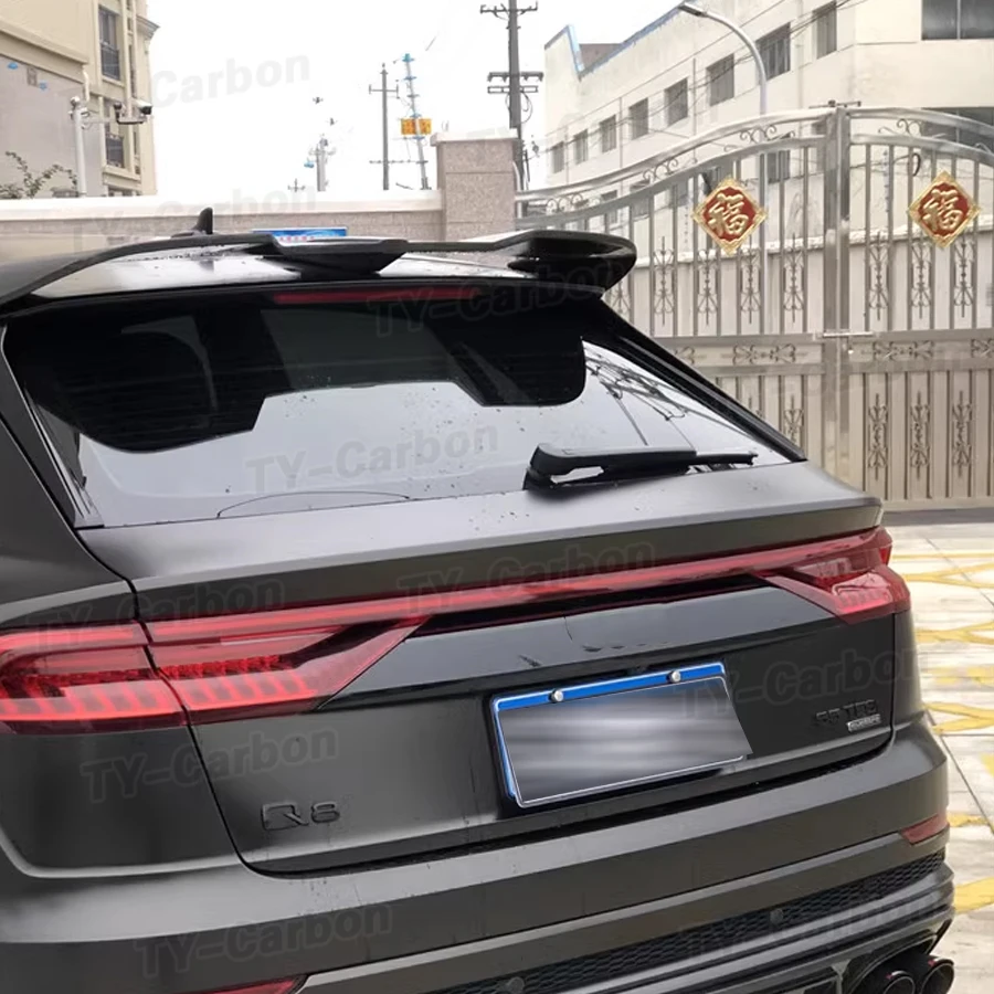 Rear Trunk Roof Spoiler Lip Wing For Audi Q8 4 Door Real Carbon Fiber Car Tailgate Flap Tail Splitter FRP 2019-2022