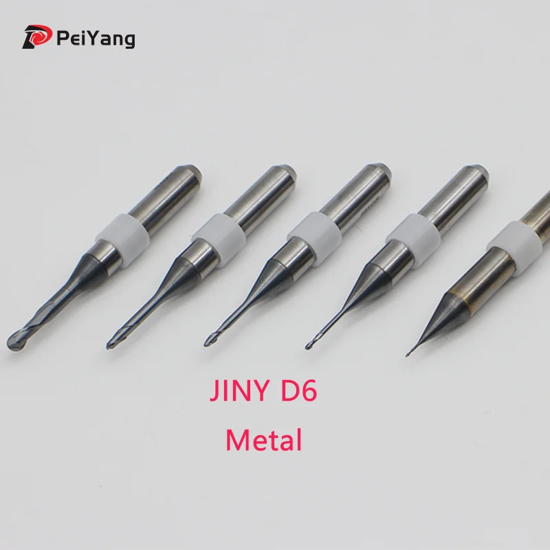JINY D6 Metal Milling Tool Dental Milling Cutter Diamond Coating Milling Burs Metal For Milling Metal 3.0/2.0/1.0 Ballmill