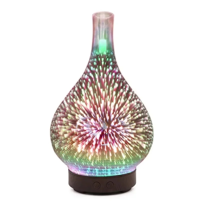 100ml creative night light 3D glass fireworks aromatherapy machine with rainbow fragrance and starry sky Love humidifier