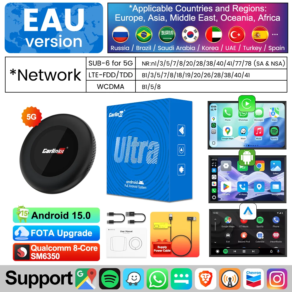 CarlinKit Ultra Android 15 TV Box SM6350 CarPlay Ai Box Wireless
